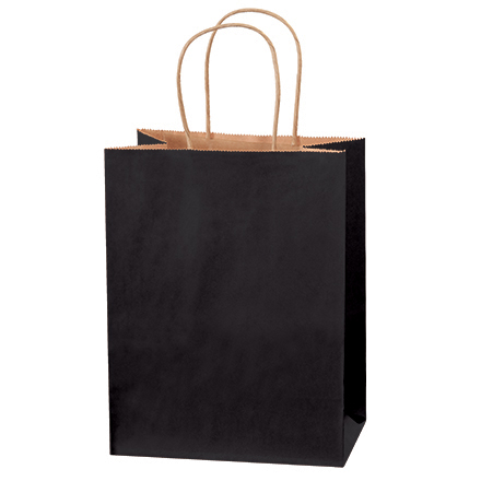 8 x 4 <span class='fraction'>1/2</span> x 10 <span class='fraction'>1/4</span>" Black Tinted Shopping Bags